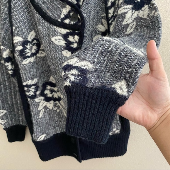 Vera Pelle Grannycore Thick Knit Wool Cardigan Sweater Coat medium - Picture 6 of 10